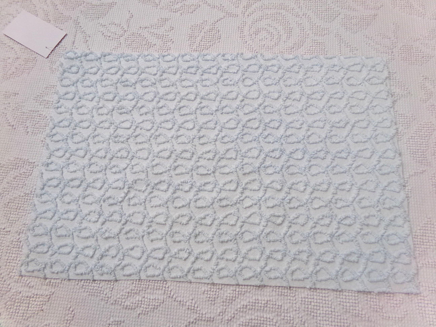 curly cute loops vintage chenille fabric, texturized blue pattern, 18" x 12" sewing & quilt material
