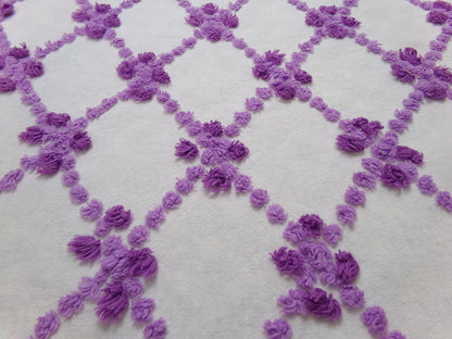 Crocus Buds in Snow Vintage Chenille Fabric, Purple & White 20" x 24" piece