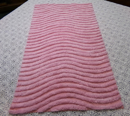 cotton candy pink vintage chenille bedspread fabric ultra plush ripple tufts 13" x 23"