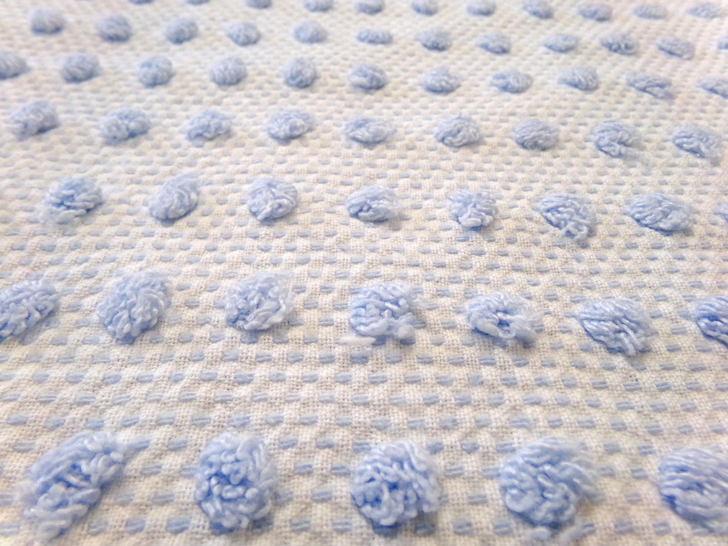 Bubble Pop Blue Woven Vintage Chenille Fabric, 21" x 23" Piece Coastal Beach Quilt Material
