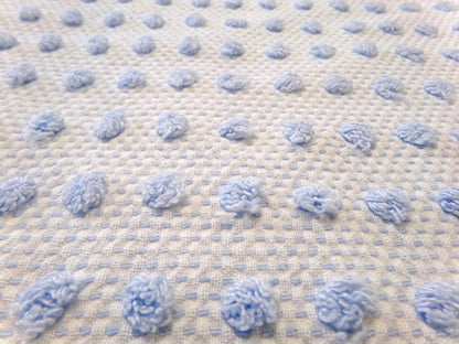 Bubble Pop Blue Woven Vintage Chenille Fabric, 21" x 23" Piece Coastal Beach Quilt Material
