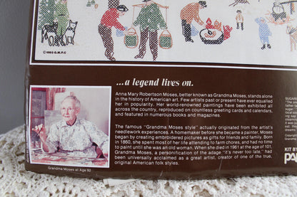 SUGARING OFF Cross Stitch Stitchery Kit, Vintage Grandma Moses Design, Paragon Needlecraft Embroidery 0210 from 1983