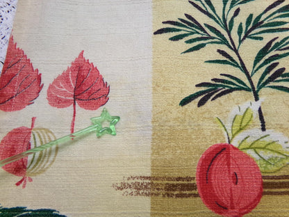 Vintage 1950s Barkcloth Fabric, Rustic Boho Shadow Autumn Leaves, Apples & Pine, 20"x46"