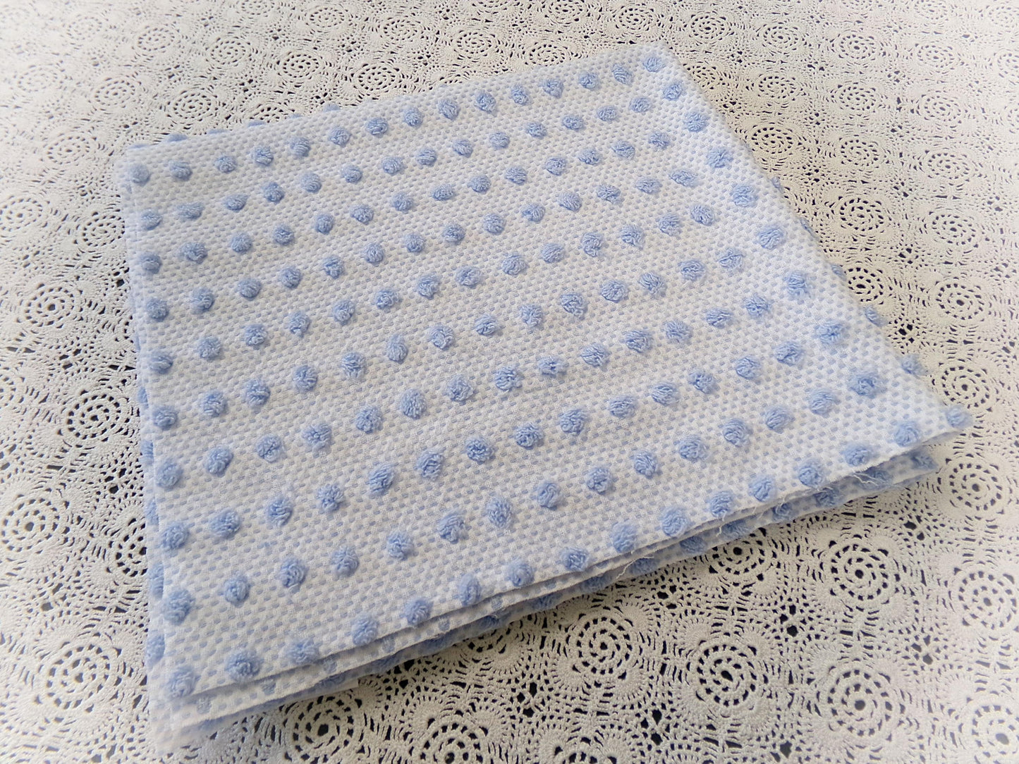 Bubble Pop Blue Woven Vintage Chenille Fabric, 21" x 23" Piece Coastal Beach Quilt Material