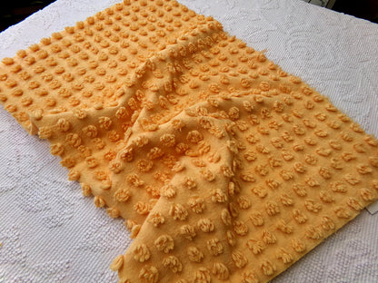 golden harvest peach vintage chenille fabric windy puff pops 20" x 23" quilt material