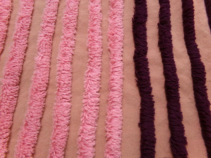 Transitional Stripe Vintage Chenille Bedspread Fabric 15x24" Unique Plush Sewing Material