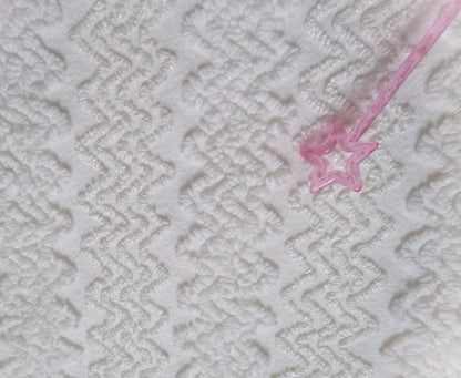 Heavenly White Vintage Chenille Bedspread Fabric, Textured Zig Zag Quilt Material, 18" x 24"