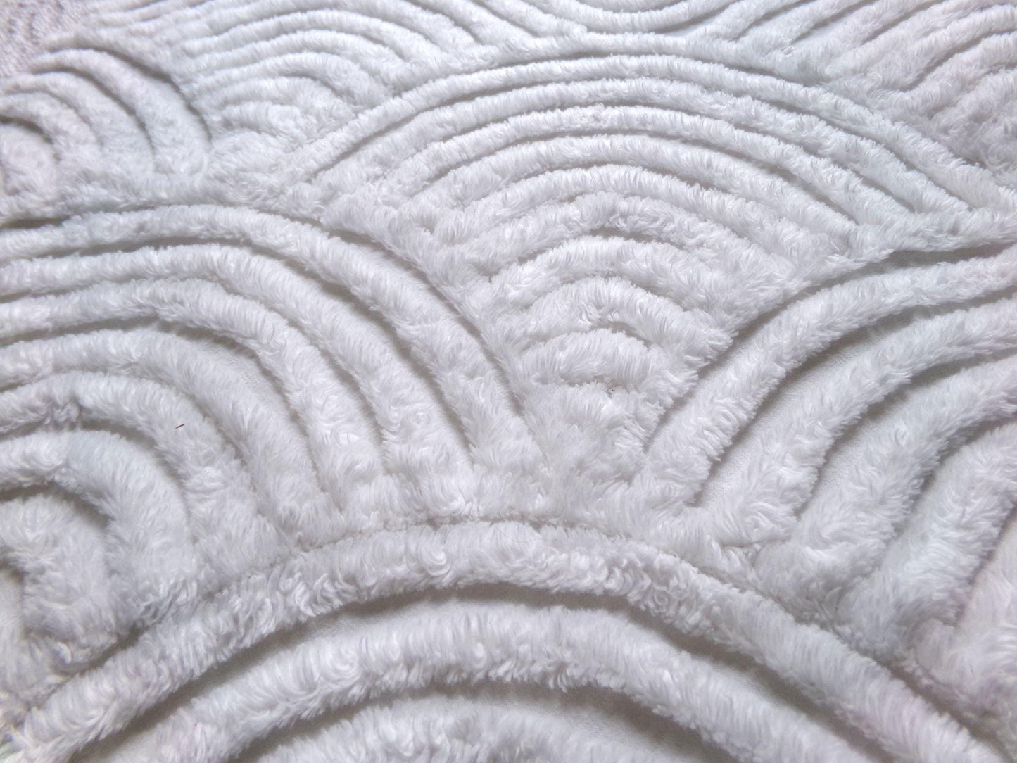 White Swirl Clouds Vintage Chenille Fabric, Plush 16" x 32" inch Piece with scalloped edge