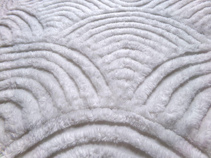 White Swirl Clouds Vintage Chenille Fabric, Plush 16" x 32" inch Piece with scalloped edge
