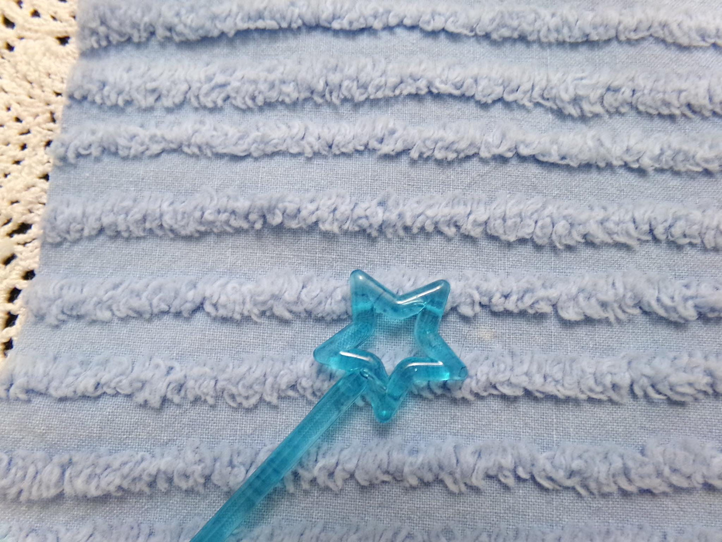 Vintage Chenille Fabric, Simple Blue Stripes, 15.5x25" Piece