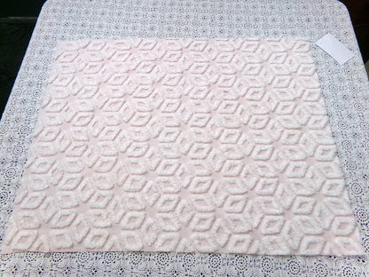 Whisper Pink & White Vintage Chenille Fabric Piece 18x24" Wedge Snowflakes