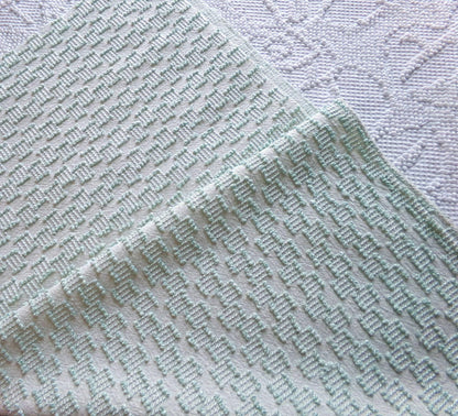 sage green vintage chenille fabric, mini ladder textured design, 18" x 24" inch piece of quilt material for sewing & crafts