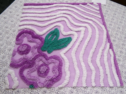 Lilac Vintage Chenille Fabric 17 x 18" Floral Swirl Piece for pillows, crafts