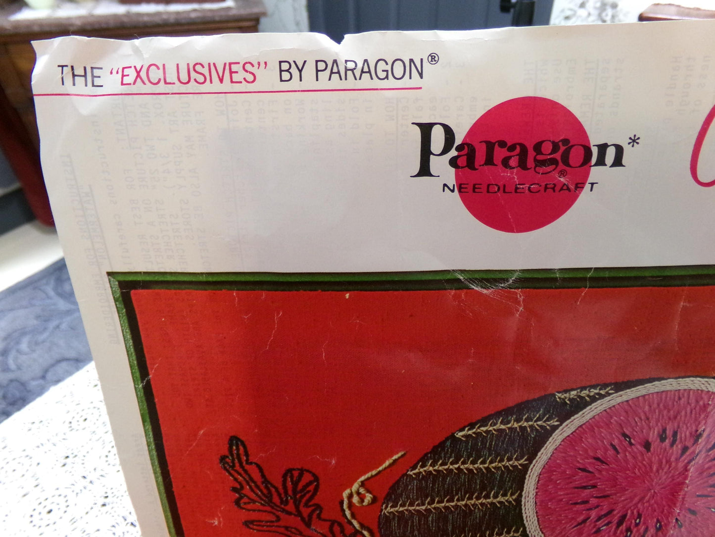WATERMELON Crewel Embroidery Kit, Vintage Paragon Needlecraft 0110, Kitschy Wall Art