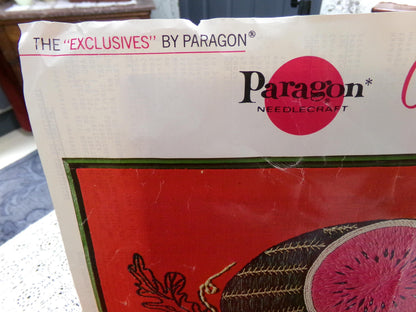 WATERMELON Crewel Embroidery Kit, Vintage Paragon Needlecraft 0110, Kitschy Wall Art