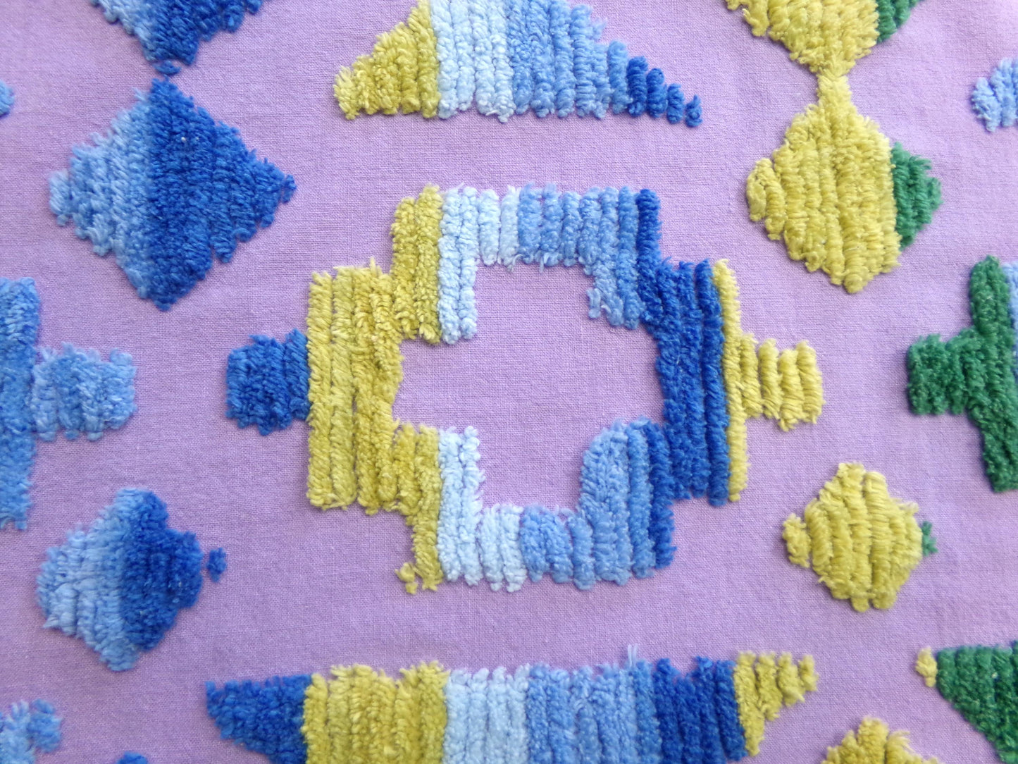 boho Southwestern vintage chenille fabric, optic Aztec design, 21" x 24" piece of hippie cotton sewing material for pillows, quilts