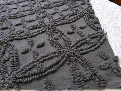 mystic moody grey chenille fabric, 18" x 25" piece of modern vintage style cotton sewing material, upcycle into pillows, quilts