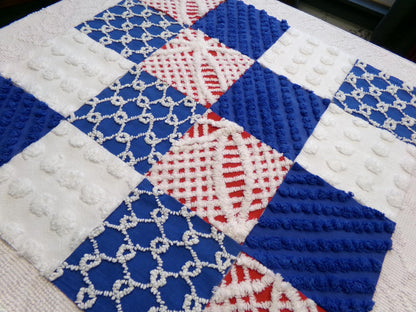 America Vintage Chenille Fabric Squares, 16 Red, White & Blue 6" Quilt Blocks