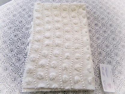 Creamy Pearl Pops Vintage Chenille Bedspread Fabric 17.5x27" Piece Quilt Material