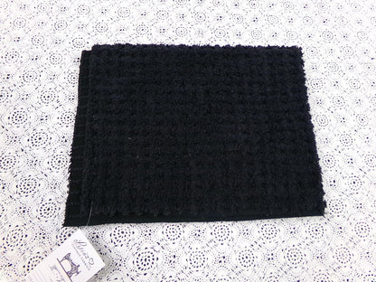 Black Vintage Chenille Fabric 18x24" Plush Waffle Grid Quilt Material