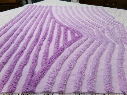 Lavender Vintage Chenille Fabric, Optic Geometric Design, 19x22" Piece