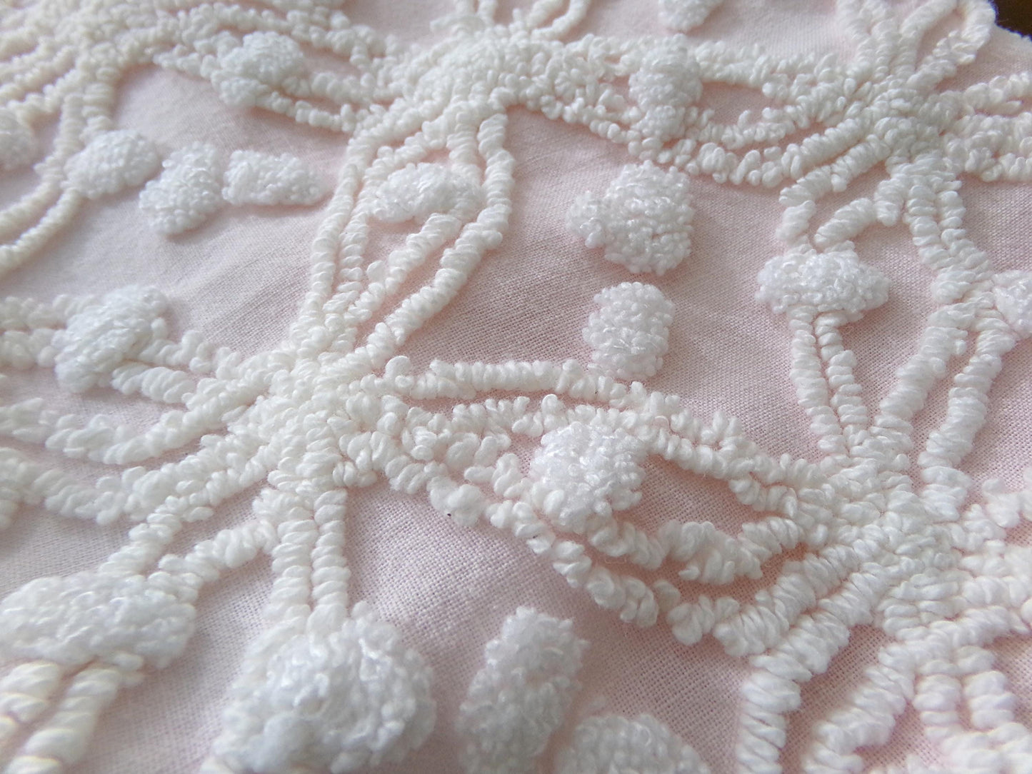 Feather Pink Vintage Chenille Fabric, Needletuft Rings & Overtufted Pops, Quilter's Favorite 18" x 24" Piece