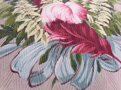 Pink Feather Plumes Vintage Barkcloth Style Fabric Rayon Texture Material 19x22"