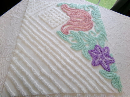 jumbo tulip vintage chenille fabric: unique floral sewing material for quilting, crafts, 23" x 20"