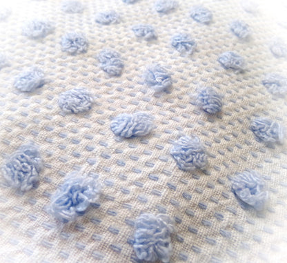 Bubble Pop Blue Woven Vintage Chenille Fabric, 21" x 23" Piece Coastal Beach Quilt Material
