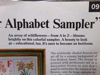 WILDFLOWER ALPHABET SAMPLER Crewel Stitchery Kit Vintage Paragon 0955 Embroidery