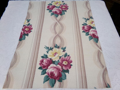 Glencourt Vintage Floral Barkcloth Fabric, Champagne Beige 20" x 26" Deconstructed Curtain Panel