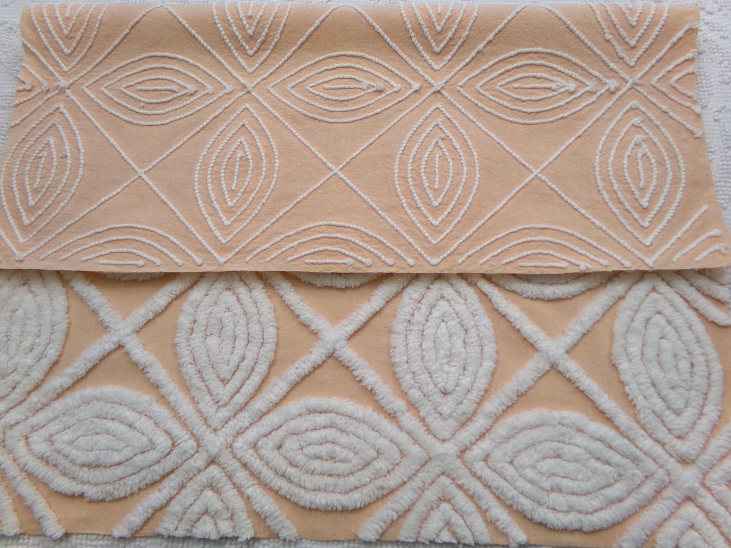 Peach Petals Vintage Chenille Bedspread Fabric, 20" x 24"