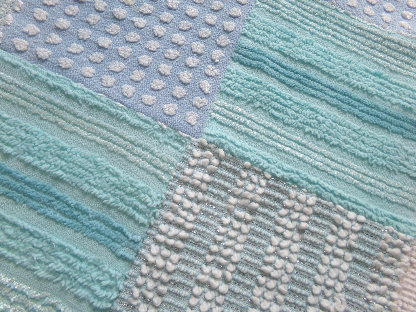 Beach Girl Vintage Patchwork Chenille Fabric Craft Panel - 16" square great for Pillows, Quilting, Wall Hangings