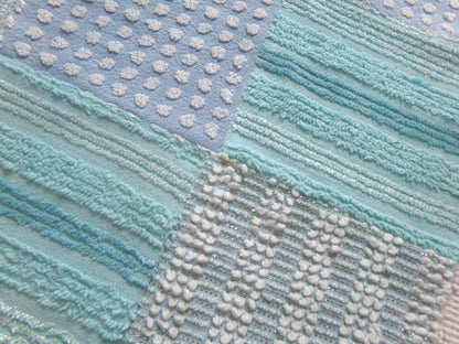 Beach Girl Vintage Patchwork Chenille Fabric Craft Panel - 16" square great for Pillows, Quilting, Wall Hangings