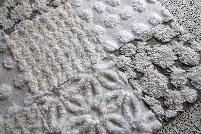 Blizzard Chenille Quilt Squares Set, Rotary Cut from Vintage Chenille Bedspread Fabric, 16 Blocks, 6" x 6" inch each