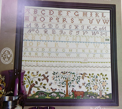 Rare THE FARM Vintage Sampler Embroidery Kit Paragon Stitchery S-7201 Belgian Linen Canvas