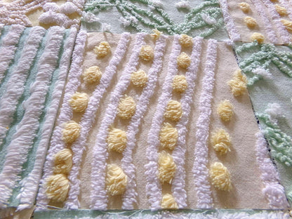 Fern & Flora Vintage Chenille Fabric Squares Set of 17 Blocks, 6" inch ea, Cheery Stripes, Dots Geometric Designs