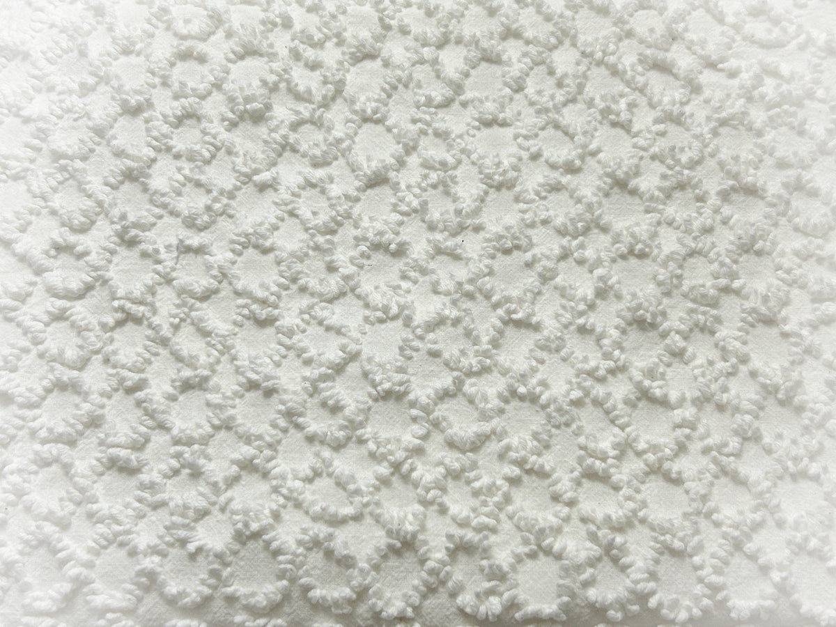 White Vintage Chenille Fabric, Eternity Link Chains, 22x34" Quilt Textile