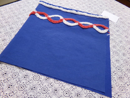 Nautical Rope Vintage Chenille Fabric, Red White & Blue 13" x 28" piece