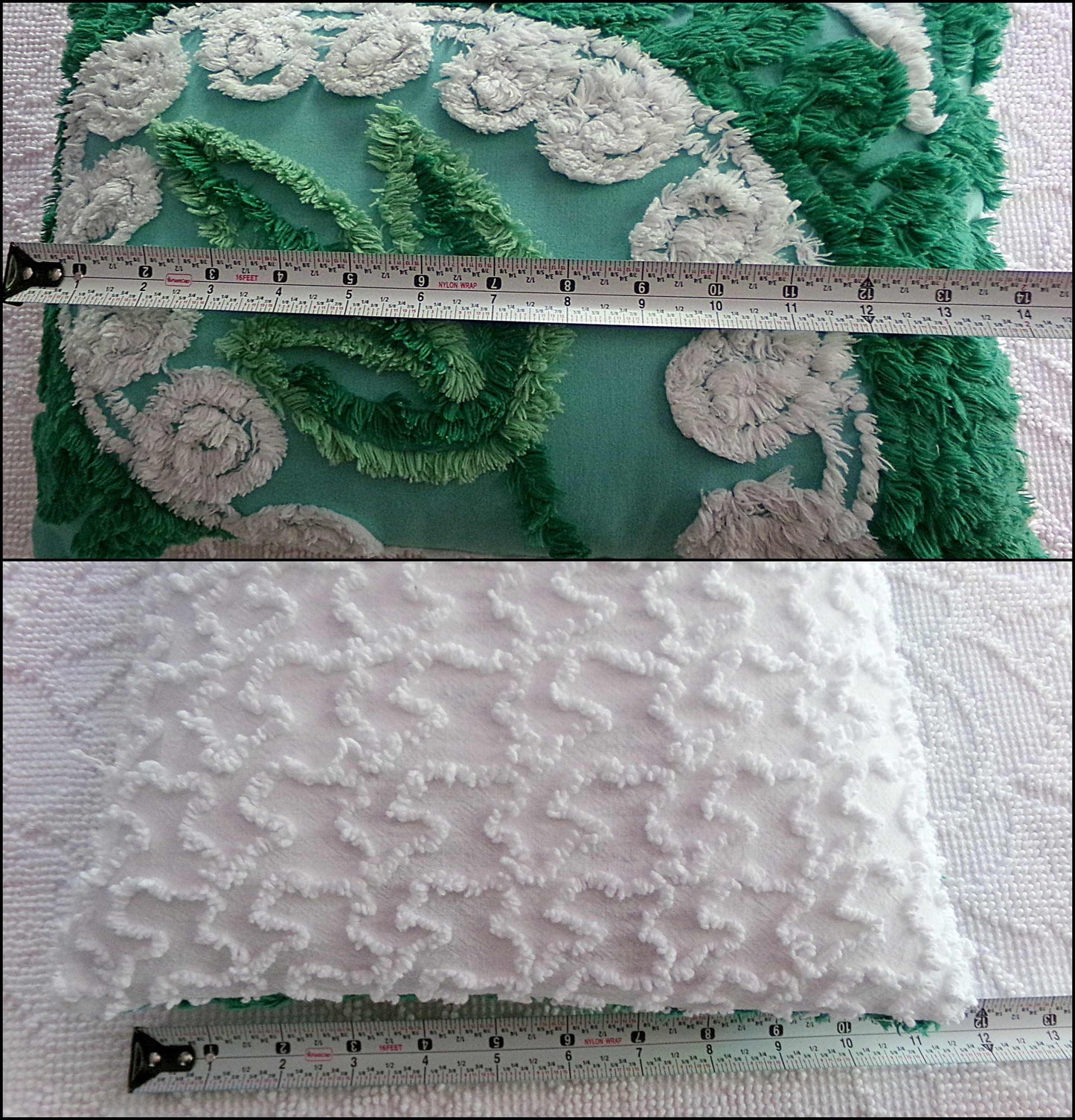 Botanical Leaf Pillow Cover & Insert, 12" x 16", REVERSIBLE Accent Pillow Designed from Vintage Chenille Bedspread Fabric, Shabby Home Decor