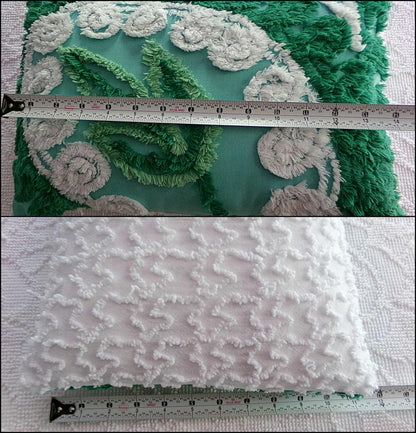 Botanical Leaf Pillow Cover & Insert, 12" x 16", REVERSIBLE Accent Pillow Designed from Vintage Chenille Bedspread Fabric, Shabby Home Decor