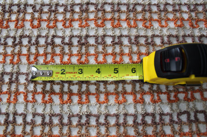 best boho colors vintage chenille fabric, fun pattern for small totes & bags, 20" x 24" inch piece, orange, mocha, chocolate, sand colors