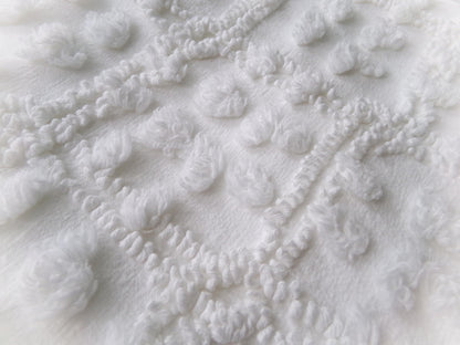 White Vintage Chenille Fabric: Tumbling Block Pops Geometric Design, 20" x 24" Piece Sewing & Quilt Material