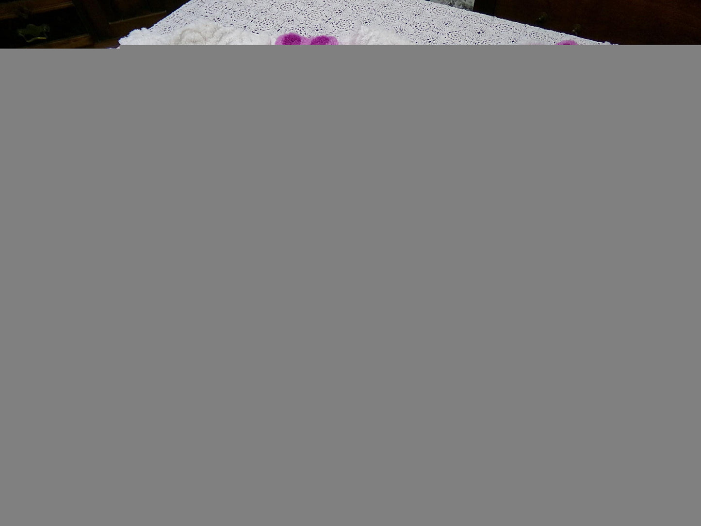 Snowy Violets Vintage Chenille Bedspread Fabric Purple & White 26 x 20" Piece