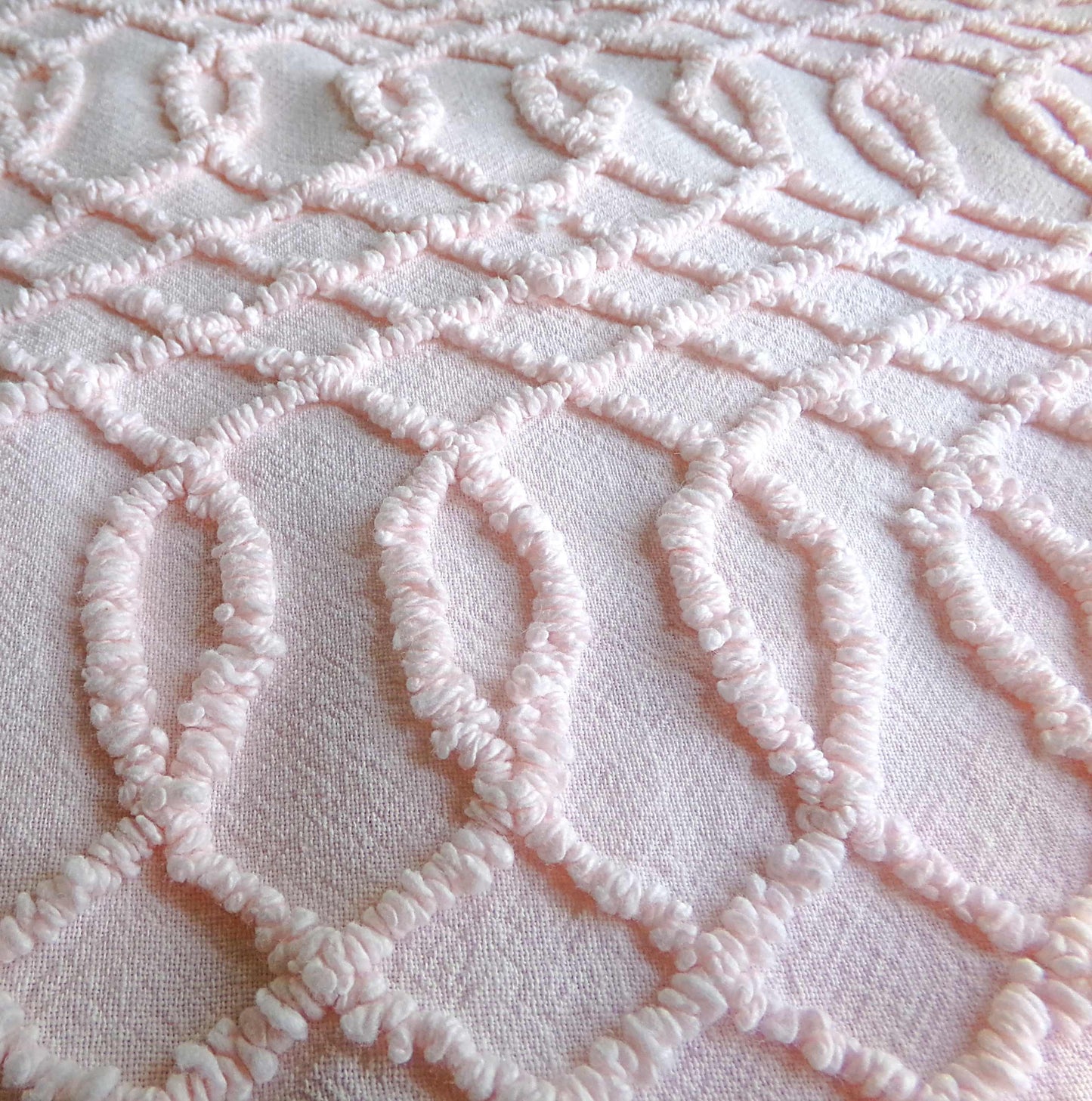 Chic Pink Eternity Links Vintage Chenille Fabric, 18x25" piece