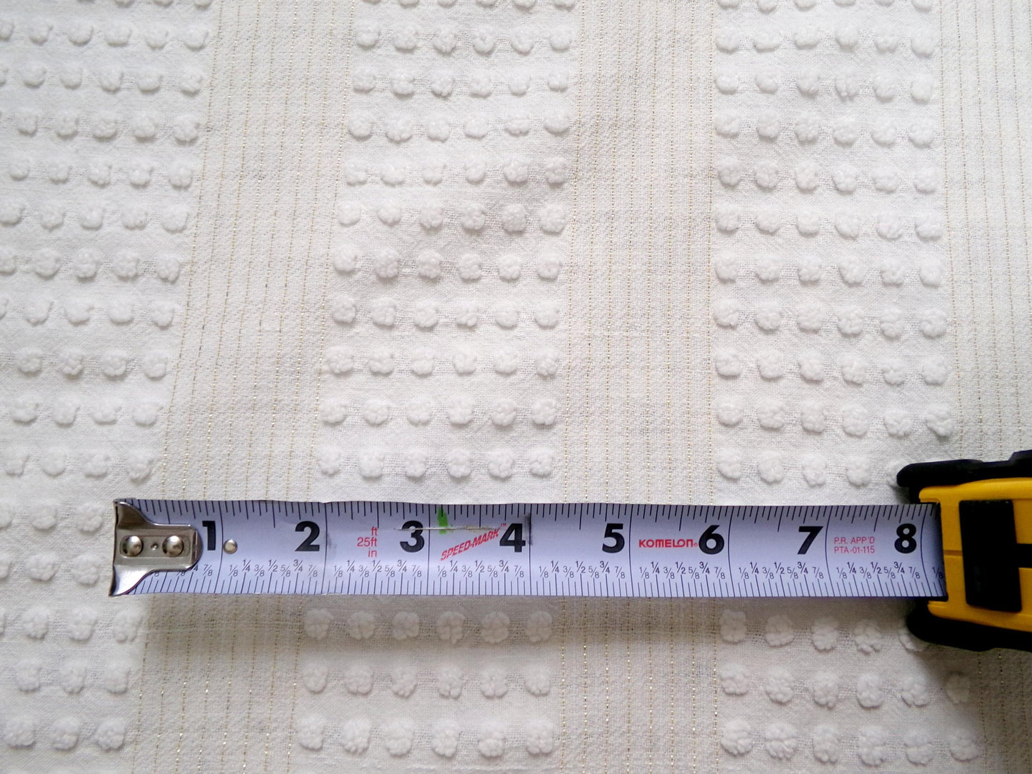Vintage White Chenille Fabric Multisize Stripe Pops & Gold Metallic Accent, 18"x24"