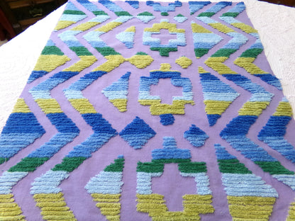 boho Southwestern vintage chenille fabric, optic Aztec design, 21" x 24" piece of hippie cotton sewing material for pillows, quilts