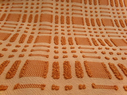 Pumpkin Spice Vintage Chenille Fabric 18x24" Piece Geometric Textured Material