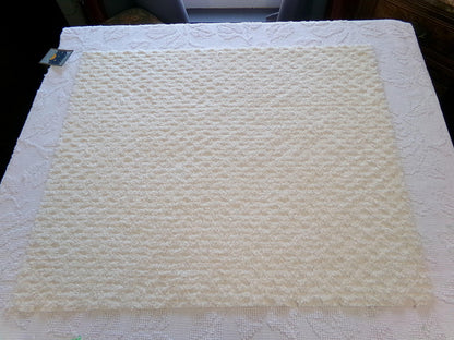 Simple Vanilla Vintage Chenille Fabric, tufted lattice design, sewing craft quilt material, 20" x 24" piece