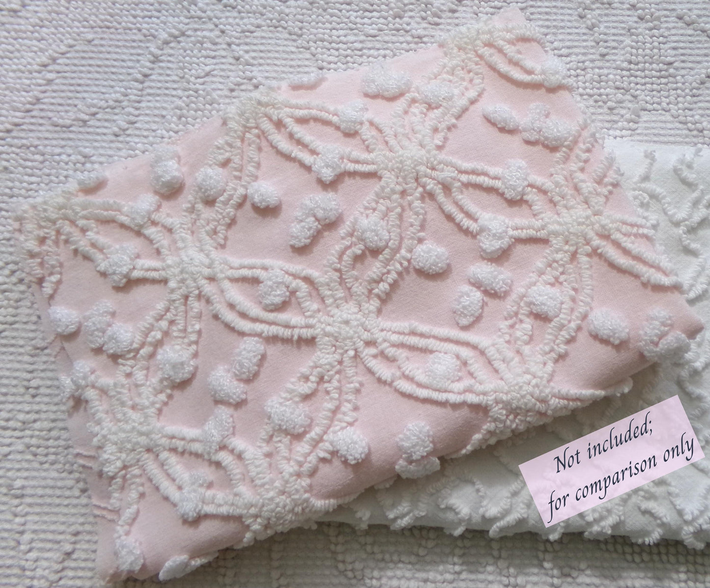 Feather Pink Vintage Chenille Fabric, Needletuft Rings & Overtufted Pops, Quilter's Favorite 18" x 24" Piece